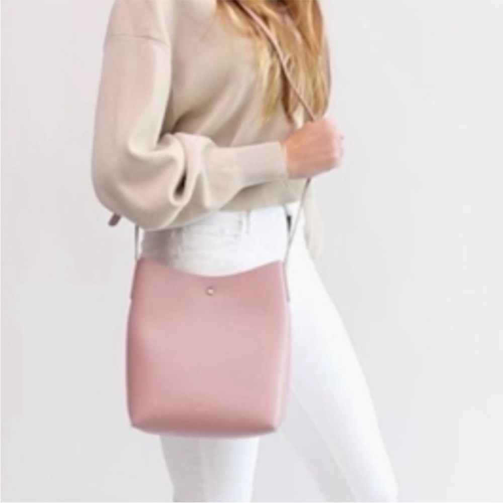 Anthropologie Samara The Medium Shoulder Bag | Pink Peony | Vegan Leather | NWOT - Picture 2 of 6